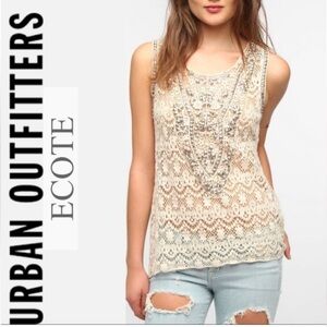 Urban Outfitters Ecote Cream Tan Lace Tank Top